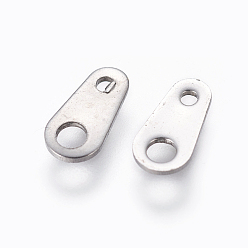 Stainless Steel Color 201 Stainless Steel Chain Tabs, Chain Extender Connectors, Stainless Steel Color, 8x4x0.7mm, Hole: 1mm and 2mm
