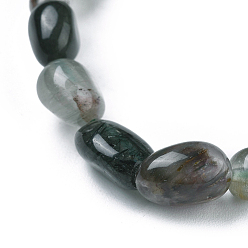 Quartz Rutilated Bracelets extensibles de perles de quartz vert utérine vert, pierre tombée, nuggets, diamètre intérieur: 2~2-1/4 pouce (5.2~5.6 cm)
