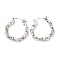 Stainless Steel Color 304 Stainless Steel Hoop Earrings, Hollow Round, Stainless Steel Color, 27x26.5x4mm