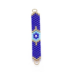 Blue MIYUKI & TOHO Handmade Japanese Seed Beads Links, Loom Pattern, Belt, Blue, 39~40x7x1.7mm, Hole: 2.5mm(Circle: 4x0.5mm)