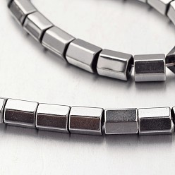 Silver Plated Electroplate Non-magnetic Synthetic Hematite Bead Strands, Faceted, Column, Silver Plated, 13x8mm, Hole: 1mm, about 31pcs/strand, 15.7 inch