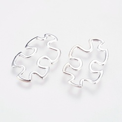 Silver Tibetan Style Alloy Linking Rings, Cadmium Free & Nickel Free & Lead Free, Autism Puzzle Jigsaw, Silver, 30x18x3mm