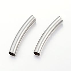 Stainless Steel Color 304 Stainless Steel Curved Tube Beads, Curved Tube Noodle Beads, Stainless Steel Color, 30.5x5mm, Hole: 3.5mm
