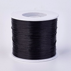 Negro Cuerda de cristal elástica plana, hilo de cuentas elástico, para hacer la pulsera elástica, negro, 0.7 mm, aproximadamente 546.8 yardas (500 m) / rollo