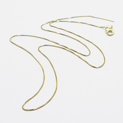 Golden 925 Sterling Silver Box Chain Necklaces, with Spring Ring Clasps, with 925 Stamp, Golden, 18 inch(45cm), Pin: 0.8mm