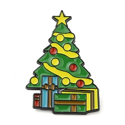 Рождественская елка Эмалевый штифт, Значок из сплава с электрофорезом с черным покрытием для одежды на рюкзаке, рождественская елка, 33.5x22.5x1.5 мм