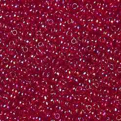 (165B) Transparent AB Siam Ruby Toho perles de rocaille rondes, perles de rocaille japonais, (165 b) rubis ab siam transparent, 8/0, 3mm, Trou: 1mm, environ1110 pcs / 50 g