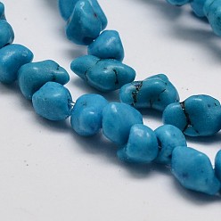 Turquoise Synthétique Pépites turquoise Perles synthétiques brins, teint, 3~5x3~5mm, Trou: 1mm, environ 34 pouce