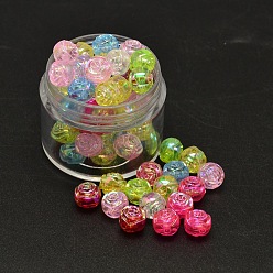 Mixed Color AB Color Plated Flower Electroplated Eco-Friendly Transparent Acrylic Beads, Mixed Color, 8x7mm, Hole: 1mm, about 2000pcs/500g