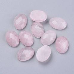 Quartz Rose Naturel a augmenté de cabochons de quartz, facette, ovale, 18x13x6mm