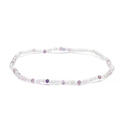 Fluorine Bracelet extensible en perles de fluorite naturelle, bijoux en pierres précieuses pour femmes, large: 2 mm, diamètre intérieur: 2-1/4 pouce (5.7 cm)