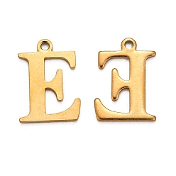 Letter E Ионное покрытие (ip) 304 подвески с алфавитом из нержавеющей стали, золотые, letter.e, 12x9x1 мм, отверстие : 1 мм