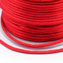 Красный Полиэфирного корда, атласный шнур, для изготовления украшений из бисера, китайское вязание, красные, 2 мм, около 100 ярдов / рулон