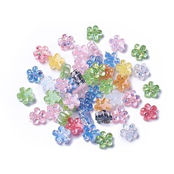 Mixed Color Resin Cabochons, with Paillette, Flower, Mixed Color, 12x6.5mm