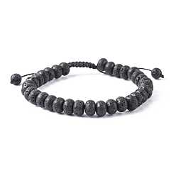 Lave Bracelets de perles tressées en pierre de lave naturelle ajustables, avec cordon en nylon, 2 pouces ~ 2-1/2 pouces (5.2~6.6 cm)