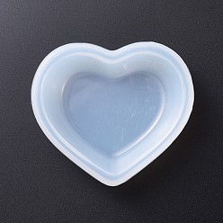 Blanc Moules en silicone, moules de résine, pour la résine UV, fabrication de bijoux en résine époxy, cœur, blanc, 71x83x25mm