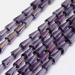 Indigo Electroplate Glass Beads Strands, AB Color, Faceted, Cone, Indigo, 7.5x4mm, Hole: 1mm, about 71pcs/strand, 20.4 inch