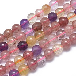 Autres Quartzs Brins de perles de quartz mélangés naturels, ronde, 8mm, Trou: 1mm, Environ 49 pcs/chapelet, 15.7 pouce (40 cm)