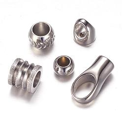Stainless Steel Color 304 Stainless Steel Folding Crimp Ends, Fold Over Crimp Cord Ends, Stainless Steel Color, 10x4x3mm, Hole: 1mm, Inner Diameter: 4mm
