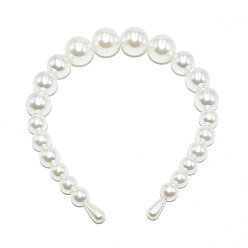 Blanc Bandes de cheveux en perles d'imitation en plastique, Bandes de cheveux de mariée accessoires de cheveux de mariage pour femmes filles, blanc, 140mm