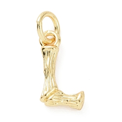 Letter L Brass Pendants, with Jump Ring, Golden, Letter Charm, Letter L, 12x6x2mm, Hole: 3mm