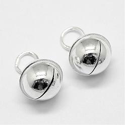 Silver 925 Sterling Silver Bell Charms, with Brass, Silver, 12x10.5mm, Hole: 4.5mm