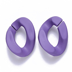 Medium Purple Opaque Spray Painted Acrylic Linking Rings, Quick Link Connectors, for Curb Chains Making, Twist, Medium Purple, 30x21x6mm, Inner Diameter: 16x8mm