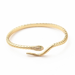 Real 18K Gold Plated Green Cubic Zirconia Snake Wrap Open Cuff Bangle, Brass Jewelry for Women, Cadmium Free & Lead Free, Real 18K Gold Plated, Inner Diameter: 1-7/8x2-1/4 inch(4.7x5.7cm)