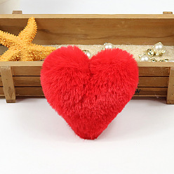Red Imitation Fur Pom Pom Balls, for DIY Keychain Bag Making Accessories, Heart, Red, 10x8cm