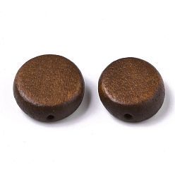 Brun De Noix De Coco Perles de bois naturel peintes, plat rond, brun coco, 16x5.5mm, Trou: 1.5mm