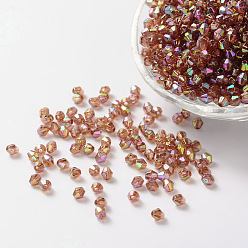 Chameau Perles acryliques transparentes écologiques plaquées couleur bicône ab, chameau, 4x4mm, Trou: 1mm, environ16600 pcs / 500 g