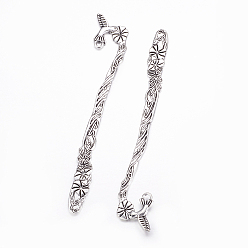 Antique Silver Tibetan Style Alloy Bookmarks, Cadmium Free & Nickel Free & Lead Free, Antique Silver, 123x20x4mm, Hole: 3mm