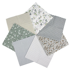 Gris Clair Tissu en coton imprimé, pour patchwork, couture de tissu au patchwork, matelassage, carrée, gris clair, 25x25 cm, 7 pièces / kit