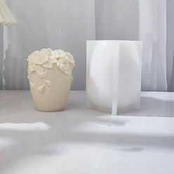 Blanc Pot de bricolage avec moules à bougies en silicone en forme de fleur, pour la fabrication de bougies parfumées, blanc, 8.5x11 cm