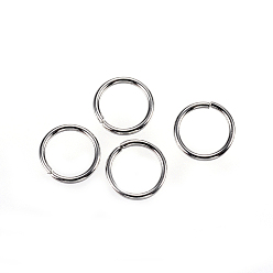 Color de Acero Inoxidable 304 argollas de acero inoxidable, anillos del salto abiertos, color acero inoxidable, 8x0.9 mm, diámetro interior: 6.2 mm