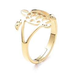 Золотой Ионное покрытие (ip) 304 полое регулируемое кольцо из нержавеющей стали в форме черепахи для женщин, золотые, размер США 6 1/4 (16.7 мм)