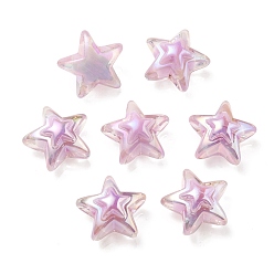Violet Placage uv perles acryliques transparentes irisées arc-en-ciel, deux tons, étoiles, violette, 15.5~16x16.5x9.5mm, Trou: 2.6mm