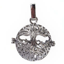 Платина Подвески из латуни, для ожерелья, полый круглый, платина, 28x28x24 мм, отверстия: 3x7 мм, Внутренняя мера: 21 мм