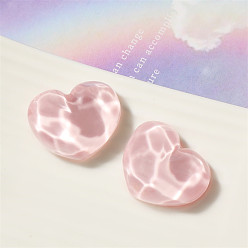 Misty Rose Opaque Resin Cabochons, Heart with Water Ripple, Misty Rose, 18x22mm