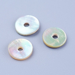 Autres Coquillages De Mer Perles de coquillage de mer naturelle, disque / plat rond, perles heishi, 8x1.5mm, Trou: 1mm