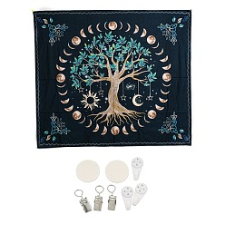 Tree of Life Tree of Life Flower Sun Moon Hippie Tapestries, Polyester Bohemian Mandala Wall Hanging Tapestry, for Bedroom Living Room Decoration, Rectangle, Tree of Life Pattern, 1300x1500mm