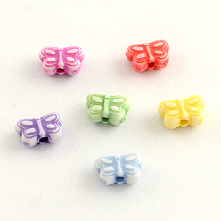 Mixed Color Craft Style Acrylic Beads, Butterfly, Mixed Color, 5.5x8x4mm, Hole: 2mm, about 3800pcs/500g