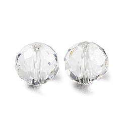 Clair Verre imitation perles de cristal autrichien, facette, ronde, clair, 8mm, Trou: 1mm