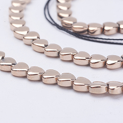 Rose Gold Plated Electroplate Non-Magnetic Synthetic Hematite Beads Strands, Heart, Rose Gold Plated, 4x4x2mm, Hole: 0.8mm, about 112pcs/strand, 15.9 inch(40.5cm)