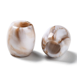 Blanc Perles acryliques opaques imitation pierres précieuses, Perles avec un grand trou   , baril, blanc, 10x11mm, Trou: 5.5mm, environ: 760 pcs / 500 g