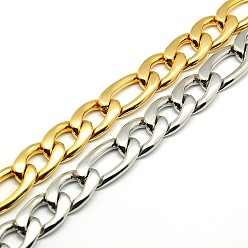 Mixed Color Trendy Men's 304 Stainless Steel Figaro Chain Bracelets, with Lobster Claw Clasps, Mixed Color, 8-1/2 inch(215mm), 13mm