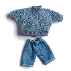 Bleu Acier Vêtements de poupée en cellucotton, 12~16cm tenue de poupée bjd fille, sweat à capuche et pantalon pour l'hiver, bleu acier, Emballage: 250x160mm
