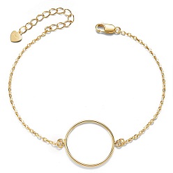Real 18K Gold Plated SHEGRACE Simple Design 925 Sterling Silver Bracelet, with Circle, Real 24K Gold Plated, 6-1/4 inch(16cm)
