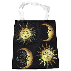 Soleil Sacs fourre-tout en toile, sacs en toile de polycoton réutilisables, pour le shopping, artisanat, cadeaux, lune, soleil, 59 cm