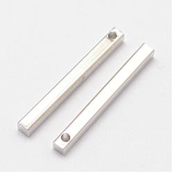 Silver Rack Plating Brass Pendants, Bar, Silver Color Plated, 20x2x2mm, Hole: 1mm